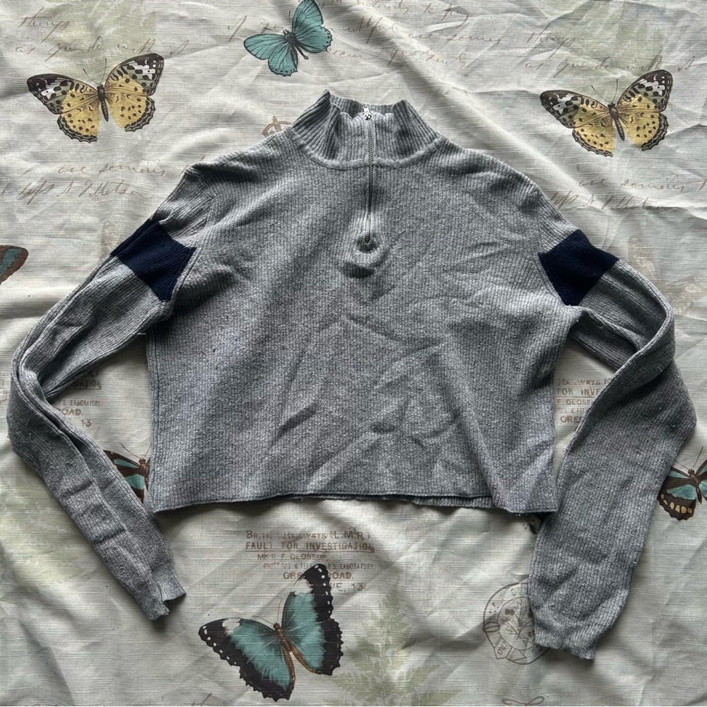 Brandy Melville 1/4 zip Ribbed Cropped sweater